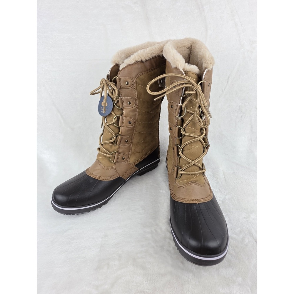 JBU Jambu Lorna Snow Boots Womens 10M Tan Vegan Faux Fur NWT